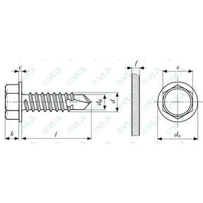 DIN 7504 K, ISO 15480, UNI 8117 flanged hex head drilling screws