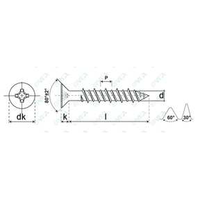 UNI 9709 Flat countersunk head tapping screws with two threads for plastics